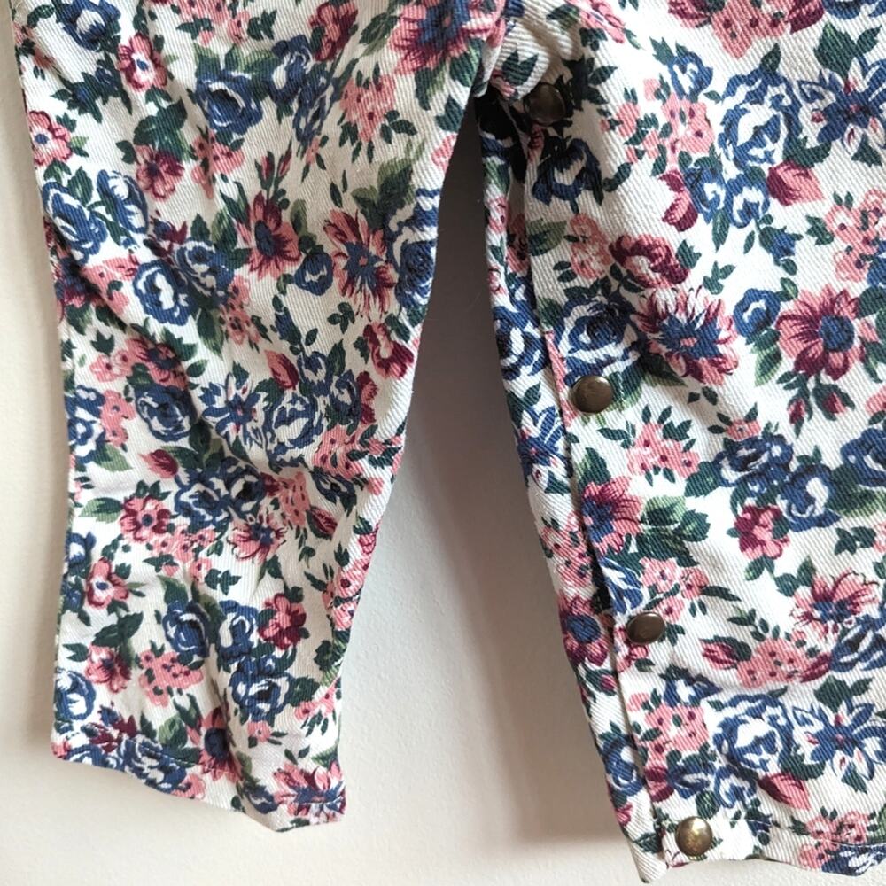 Vtg Baby Eagle Rock Overalls Girls Sz 24m 90s Floral Bow - Picture 3 of 6